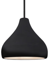 Radiance Medium Droplet Pendant, Gloss Black/White Frame, Black, Rigid Stem Kit