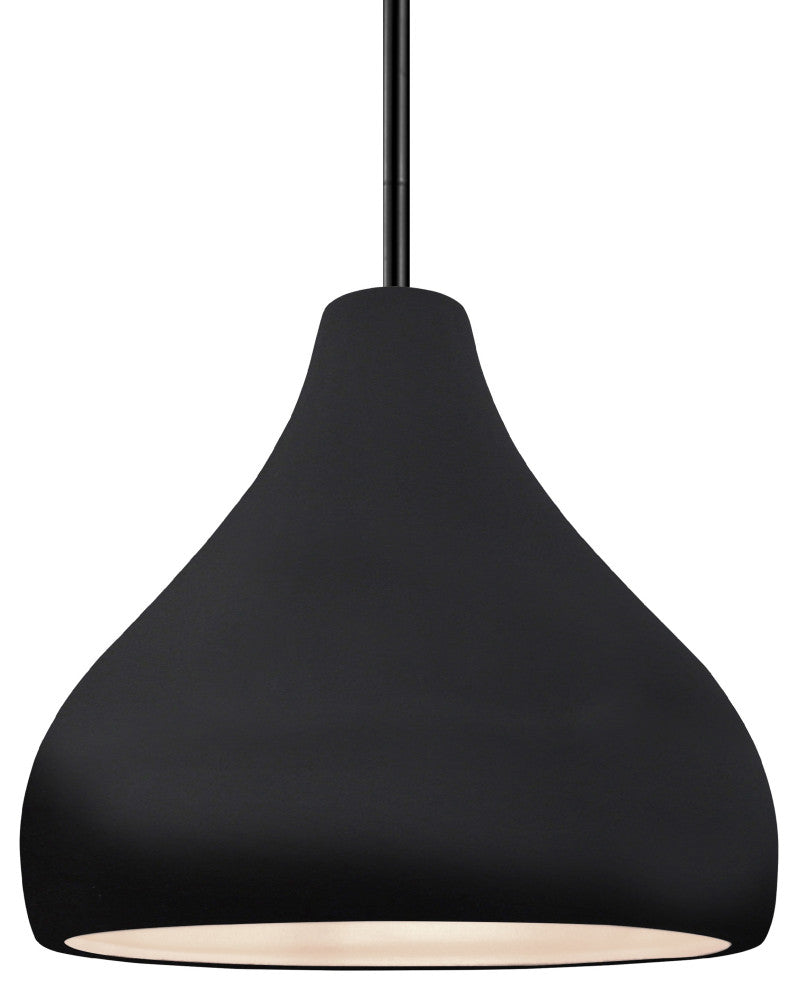 Radiance Medium Droplet Pendant, Gloss Black/White Frame, Black, Rigid Stem Kit