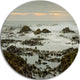 Gloomy Sunset Over Rocks And Waves, Seashore Disc Metal Wall Art, 11"