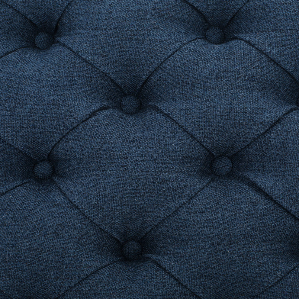 GDF Studio Seattle Tufted Storage Ottoman Bench, Dark Blue