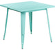 31.5" Square Mint Green Metal Indoor-Outdoor Table