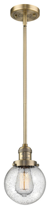 Beacon LED Mini Pendant, Brushed Brass, Glass: Seedy