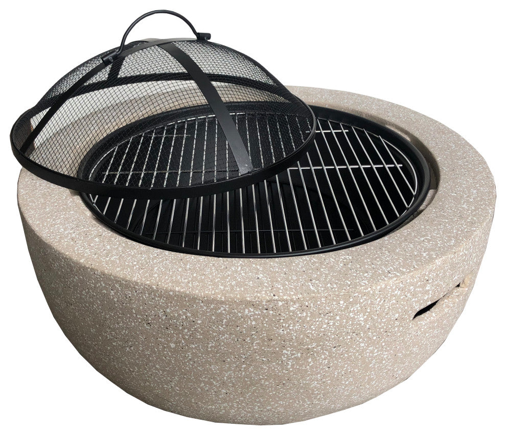 17'' H x 24'' W Polyresin Wood Burning Outdoor Fire Pit