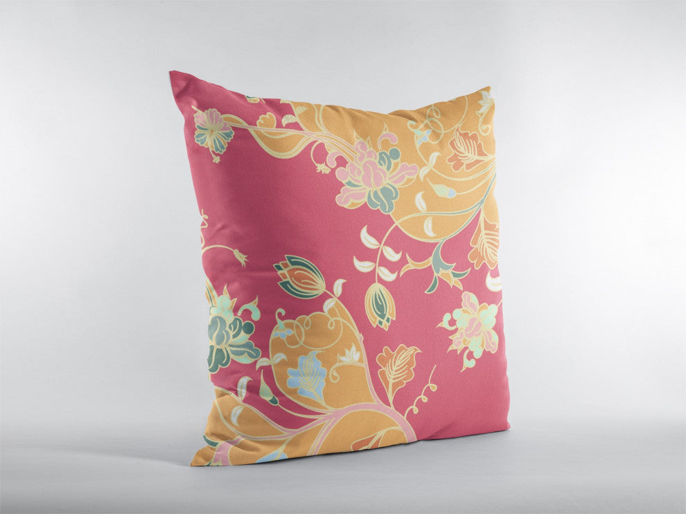 28" Orange Red Garden Indoor Outdoor Throw Pillow