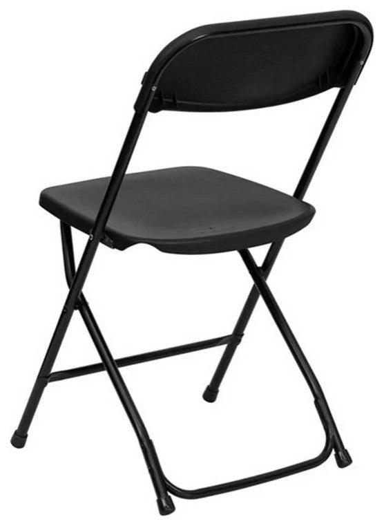 10 Pack Folding Chair, Coated Metal Frame With Plastic Seat & Open Back, Black