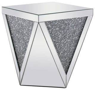 Elegant Modern 18.5" Crystal End Table Silver Royal Cut Crystal