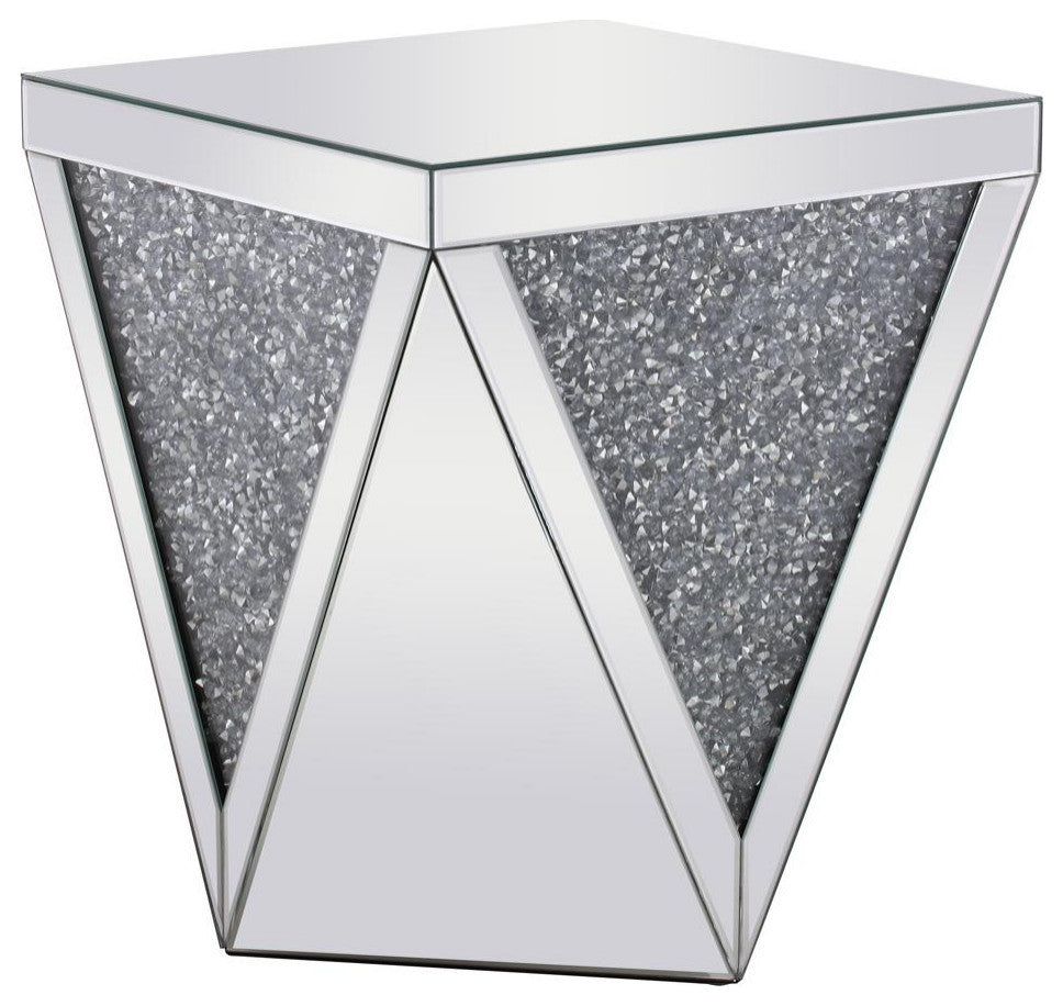 Elegant Modern 18.5" Crystal End Table Silver Royal Cut Crystal