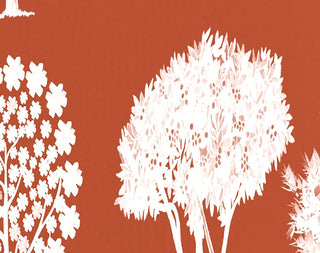 Field of Trees Floral Print Kitchen Towel, Rust