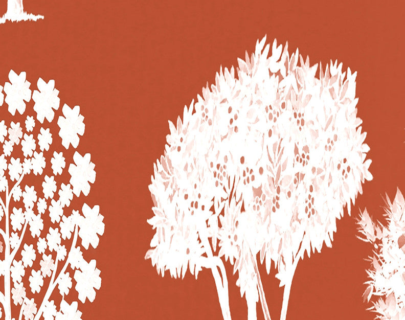 Field of Trees Floral Print Kitchen Towel, Rust