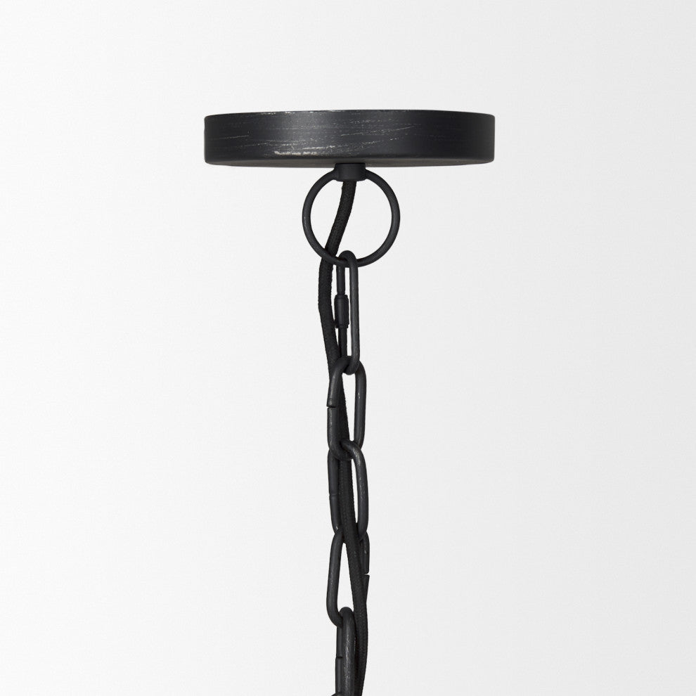 Karina 24" Round Matte Black Hammered Metal Dome Pendant Light