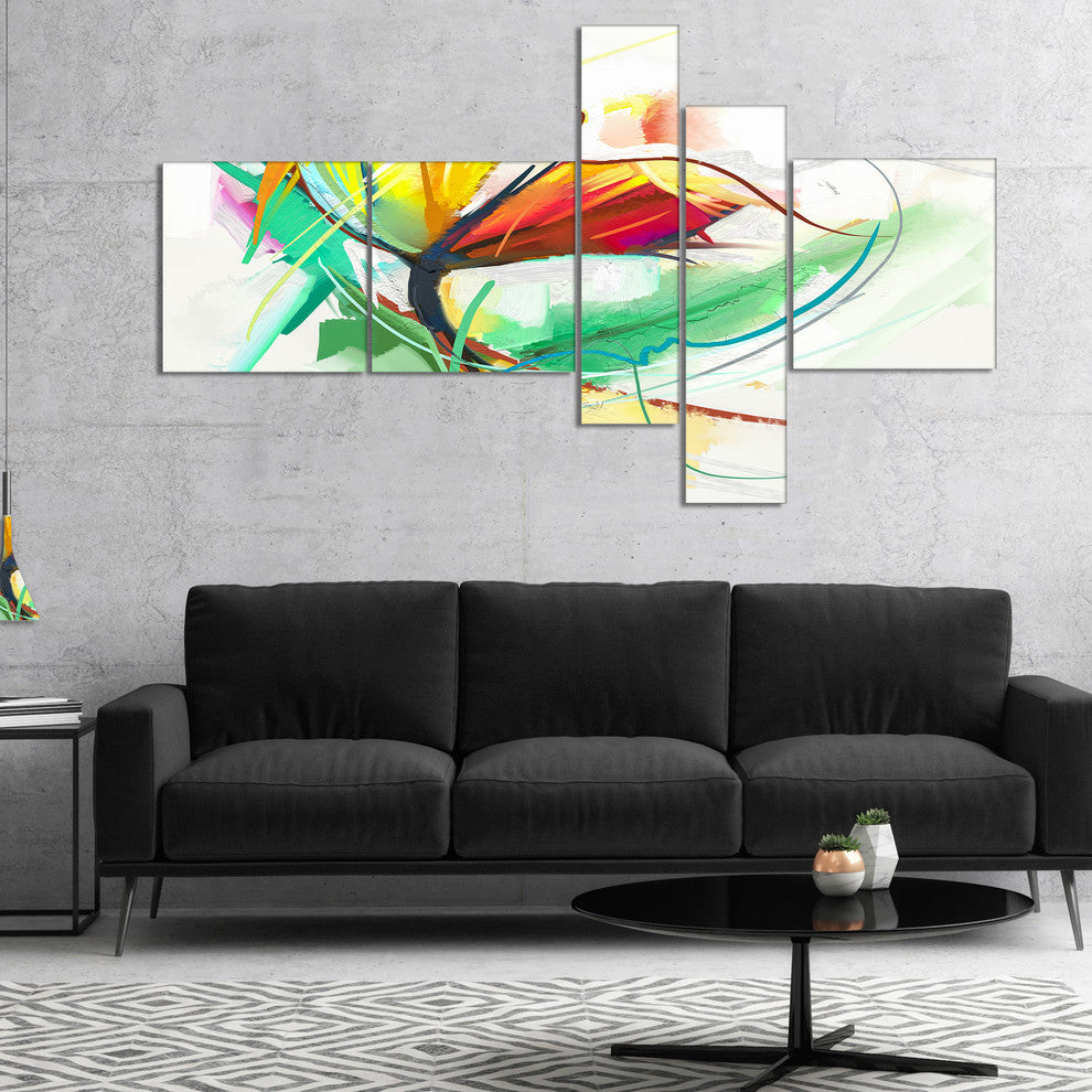 Still Life of Yellow Red Color Flower, Floral Canvas Print, 60"x32", 5 panels