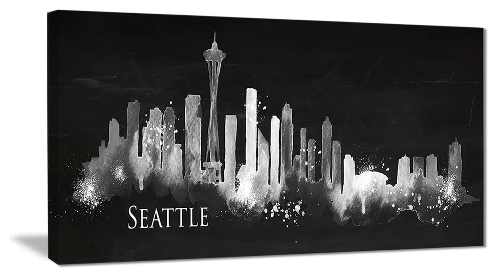 "Seattle Dark Silhouette" Canvas Print