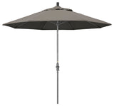 9' Grey Collar Tilt Lift Fiberglass Rib Aluminum Umbrella, Pacifica, Taupe