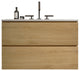 Wall-Mounted Bathroom Vanity Set with Ceramic Sink with three faucet holes, Oak, 30"