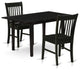 3-Pc Dining Set 2 Dining Chairs, Butterfly Leaf Kitchen Table, Black