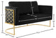 Casa Velvet Upholstered Loveseat, Black, Gold Finish