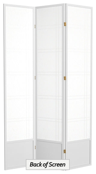 7' Tall Double Cross Shoji Screen, White, 3 Panels