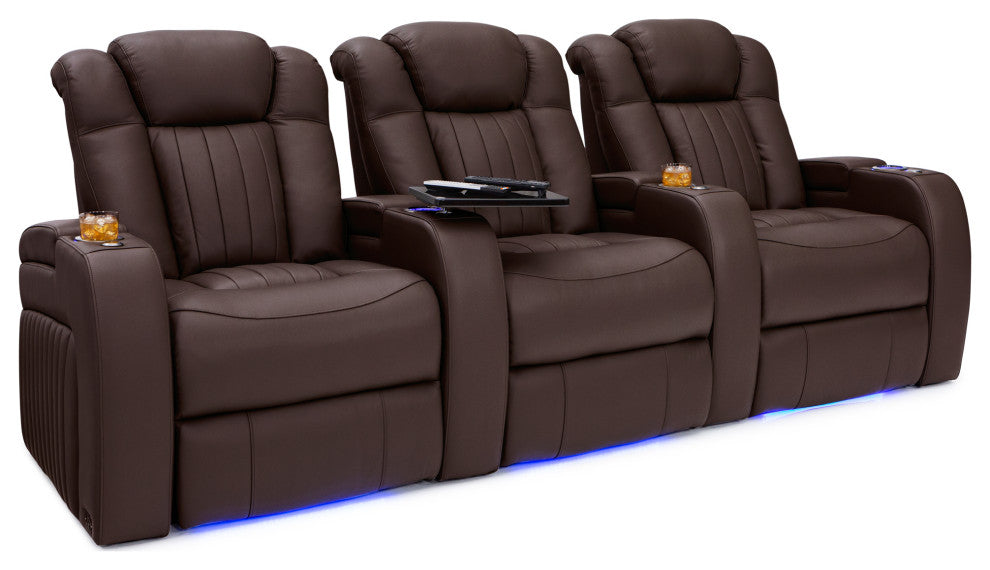 Seatcraft Athenian Home Theater Seating, Brown, Row of 3