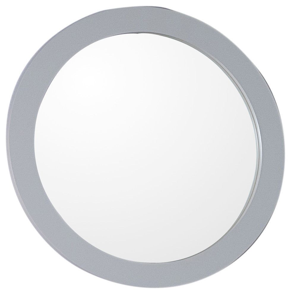 Arlo Round Framed Mirror, Light Gray