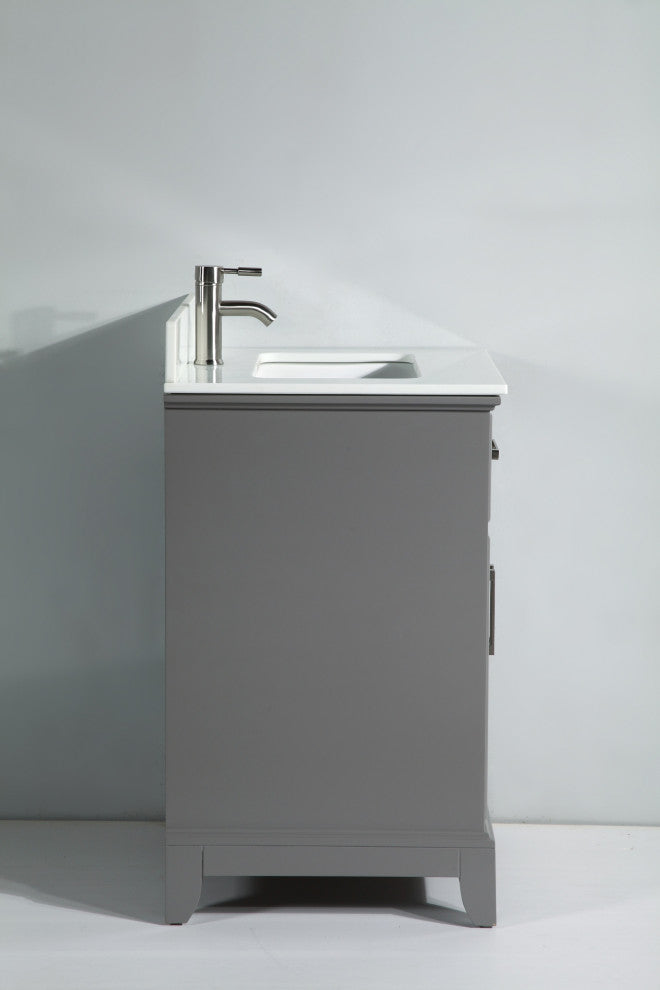 Bathroom Vanity Set With Engineered Marble Top, 48", Gray, Led Sensor-Switch Mirror