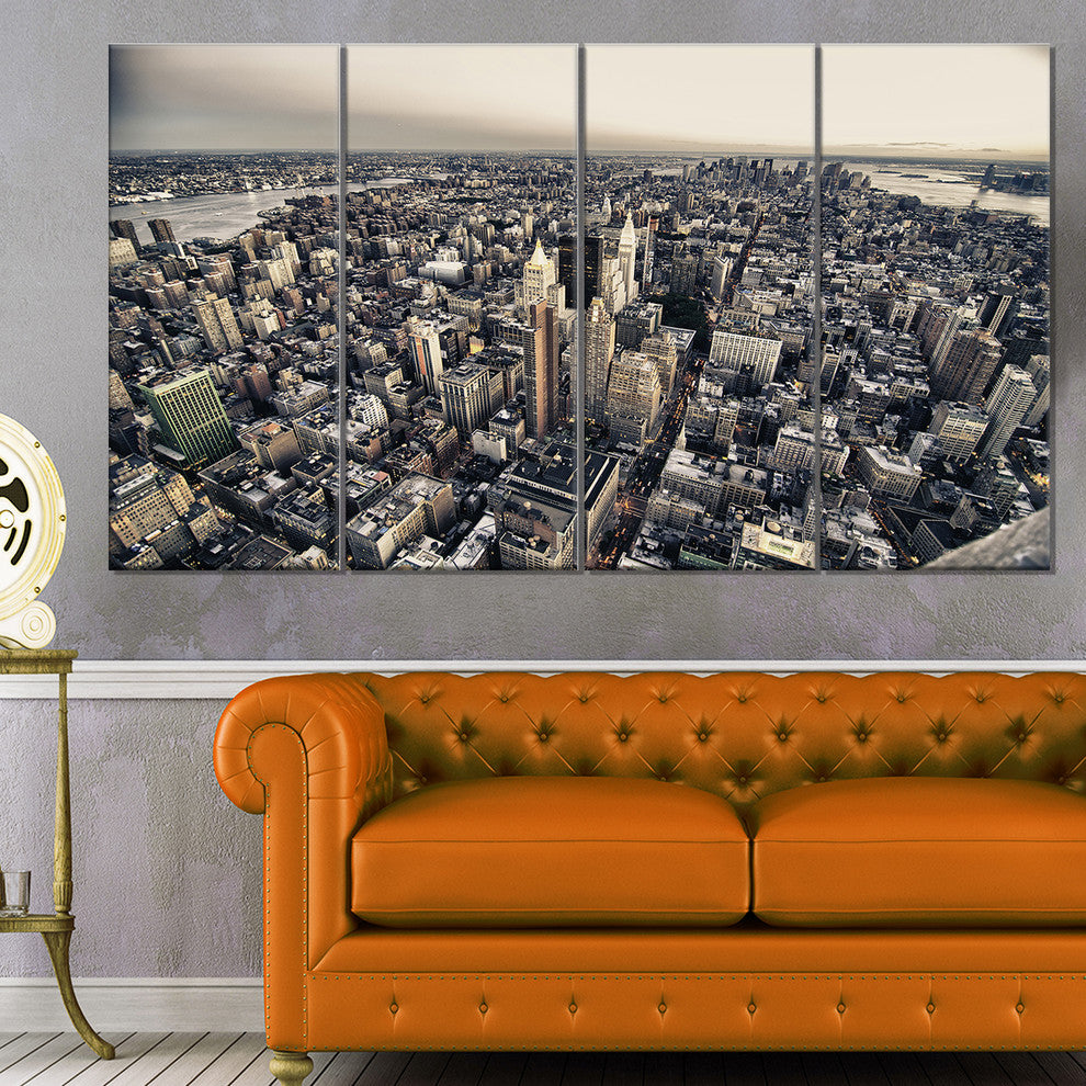 Architecture and Colors of New York, Cityscape Canvas Print, 48"x28", 4 Panels