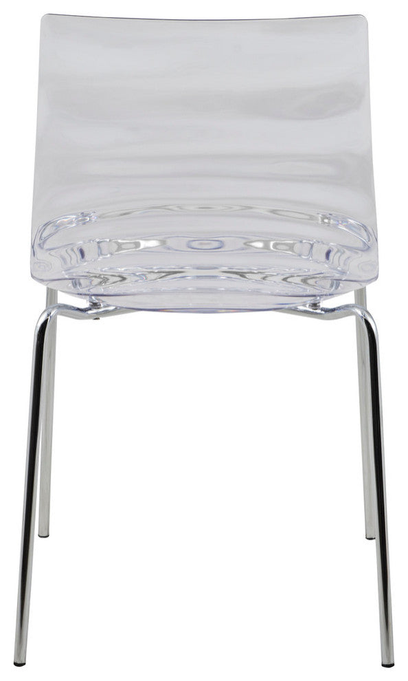 Leisuremod Astor Plastic Dining Chair With Chrome Base, Clear