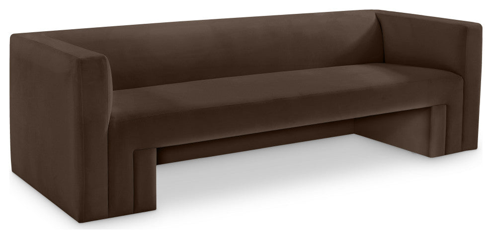 Henson Velvet Upholstered Sofa, Brown