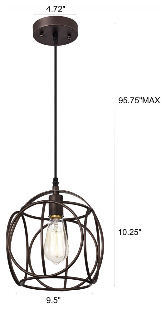 CHLOE Lighting IRONCLAD Industrial 1-Light Oil Rubbed Bronze Mini Pendant