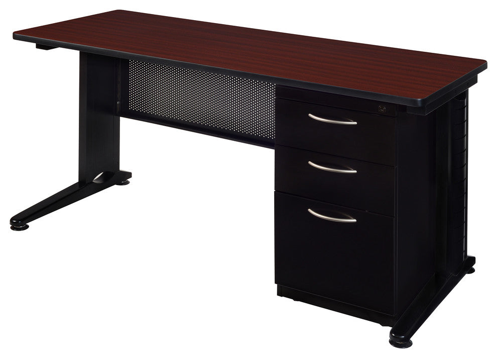 Fusion 72"X30" Single Pedestal Desk, Mahogany