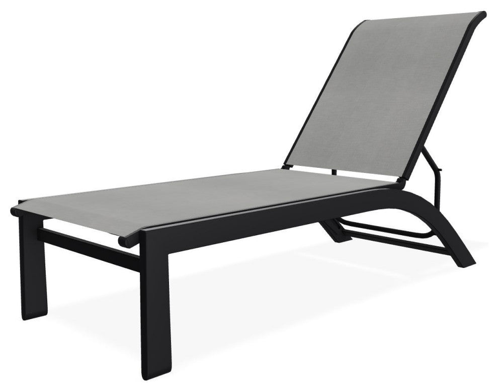 Kendall Sling Stackable Outdoor Chaise Lounge, Alloy/Black