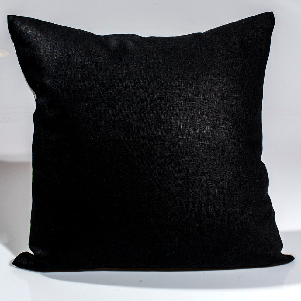 Schumacher Designer Pillow Cover Floral On Black, 24x24