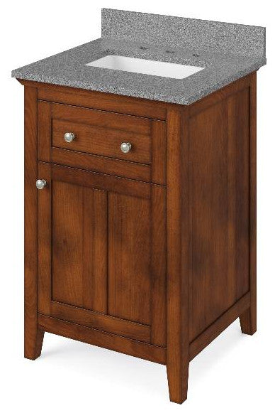 Chatham Traditional 24" Chocolate Single Sink Vanity, Steel Grey Cultured Marble