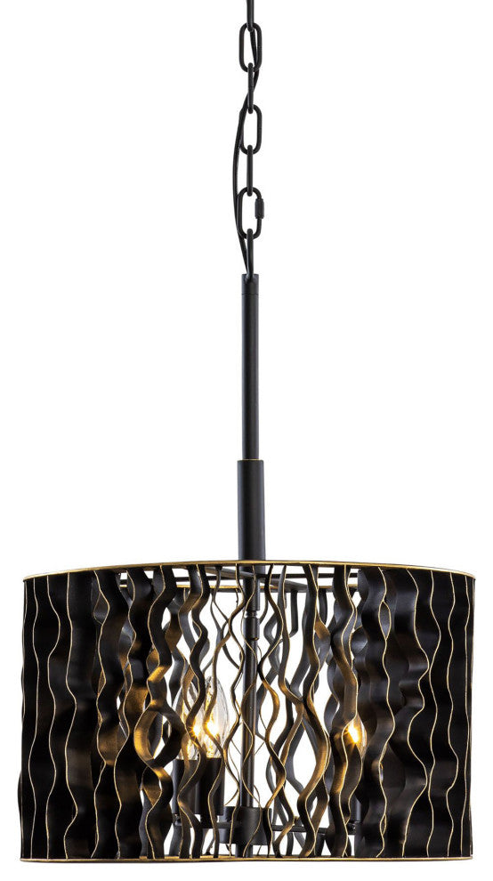 Estela 3-Lt Convertible Pendant/Semi-Flush - Matte Black/French Gold