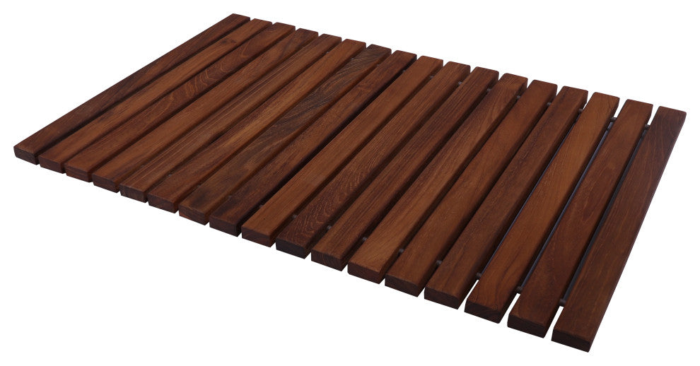 Nordic Style Teak Wood Oiled String Shower Mat with Rubber Feet 23.62" x 15.75"