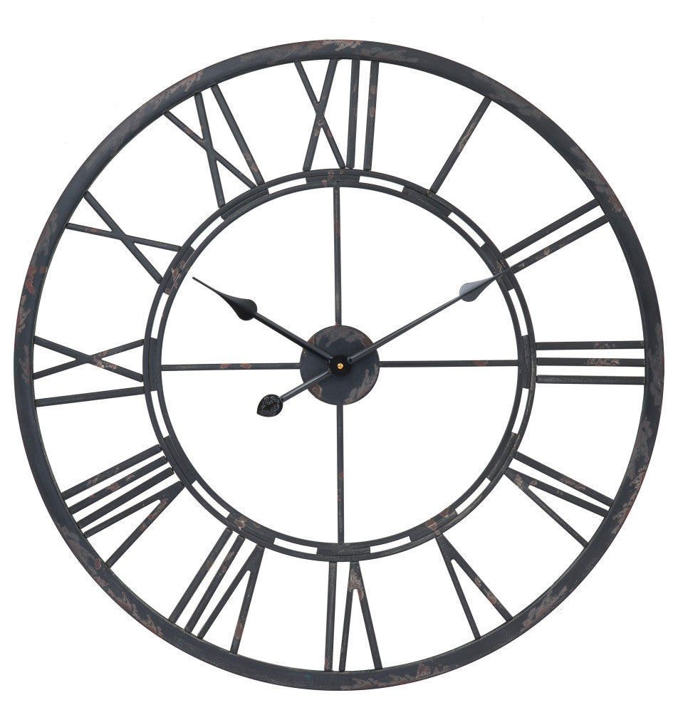 UTOPIA ALLEY Oversized Roman Round Wall Clock, 27" Diameter, Matt Black