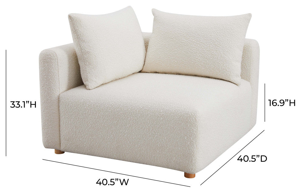 Hangover Upholstered Modular Corner Chair, Cream Boucle
