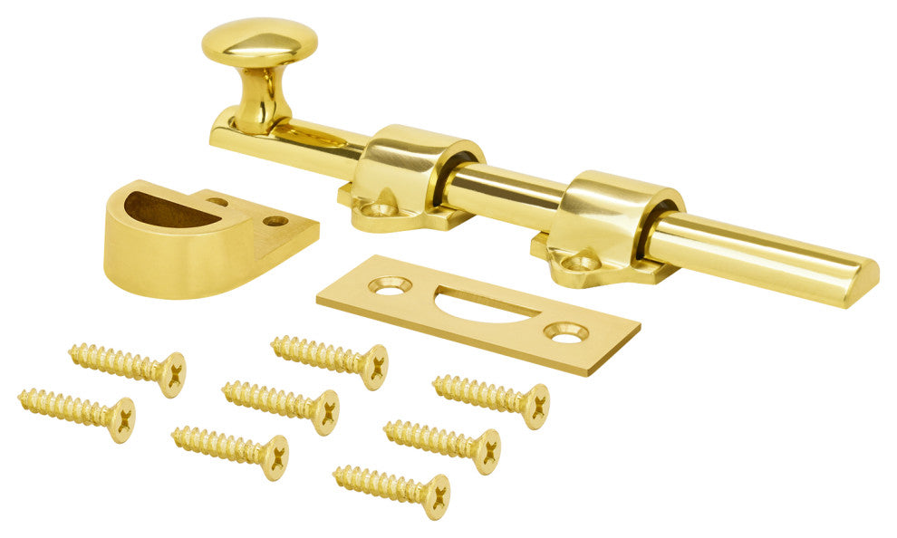 Nuk3y Heavy Duty Solid Brass Dutch Door Surface Bolt 6 inch, Polished Brass