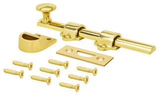 Nuk3y Heavy Duty Solid Brass Dutch Door Surface Bolt 6 inch, Polished Brass