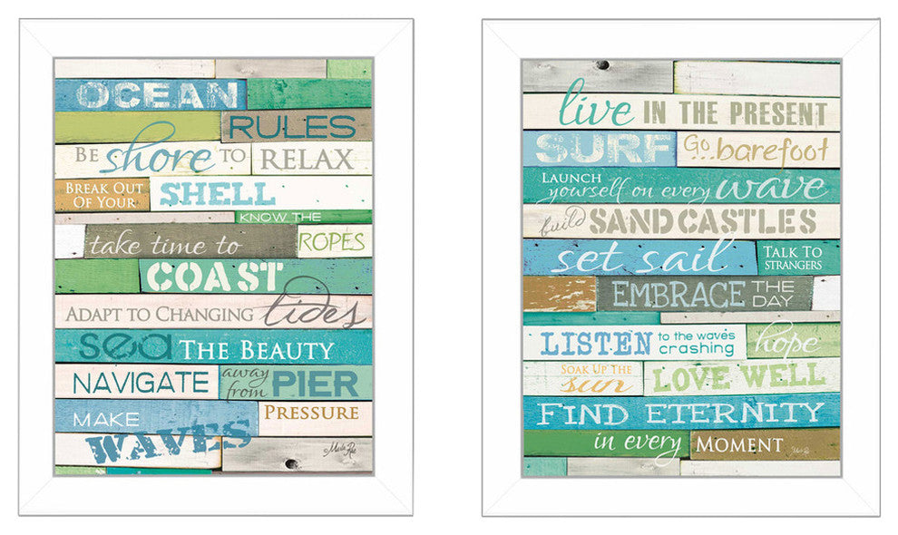 "Live in The Present" Collection By Marla Rae, Printed Wall Art, White Frame