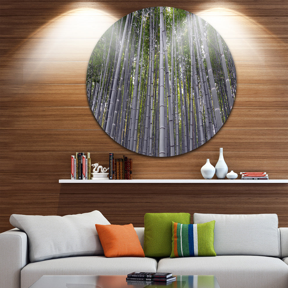 Thick Bamboo Trunks In Japan, Forest Disc Metal Wall Art, 11"