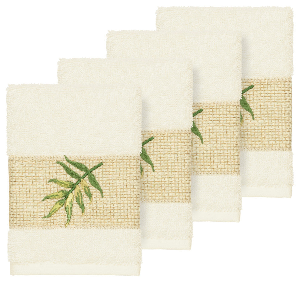Zoe 4 Piece Embellished Washcloth Set