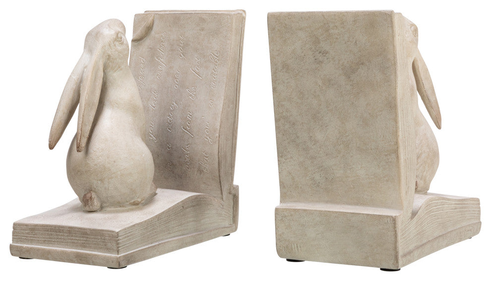 Bunny Rabbit Bookends, Set of 2, White Finish