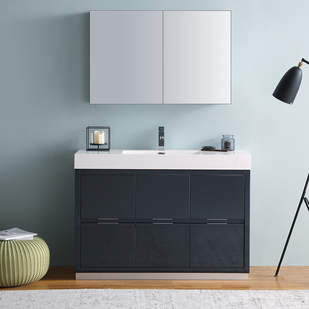 Valencia 48" Dark Slate Gray Free Standing Vanity Set, Cabinet, Faucet FFT9161BN