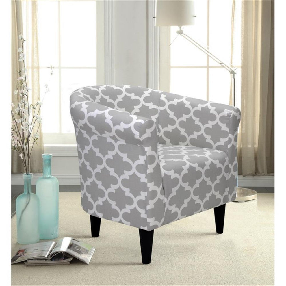 Pemberly Row Traditional Fabric & EPS Club Chair in Gray/White