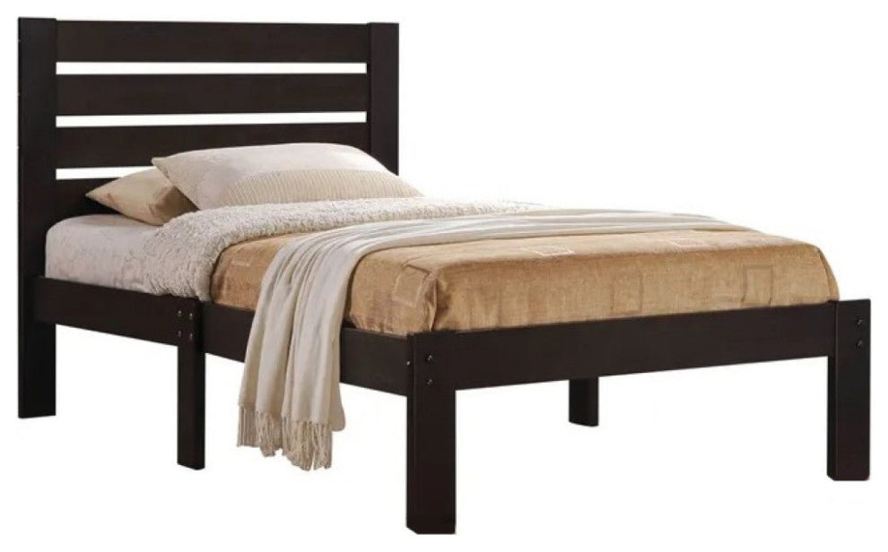 Popular Espresso Full Size Slat Wood Bed