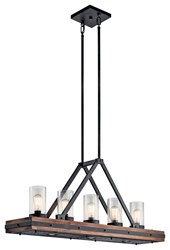 Kichler Colerne Linear Chandelier, Auburn Stained, 5+3