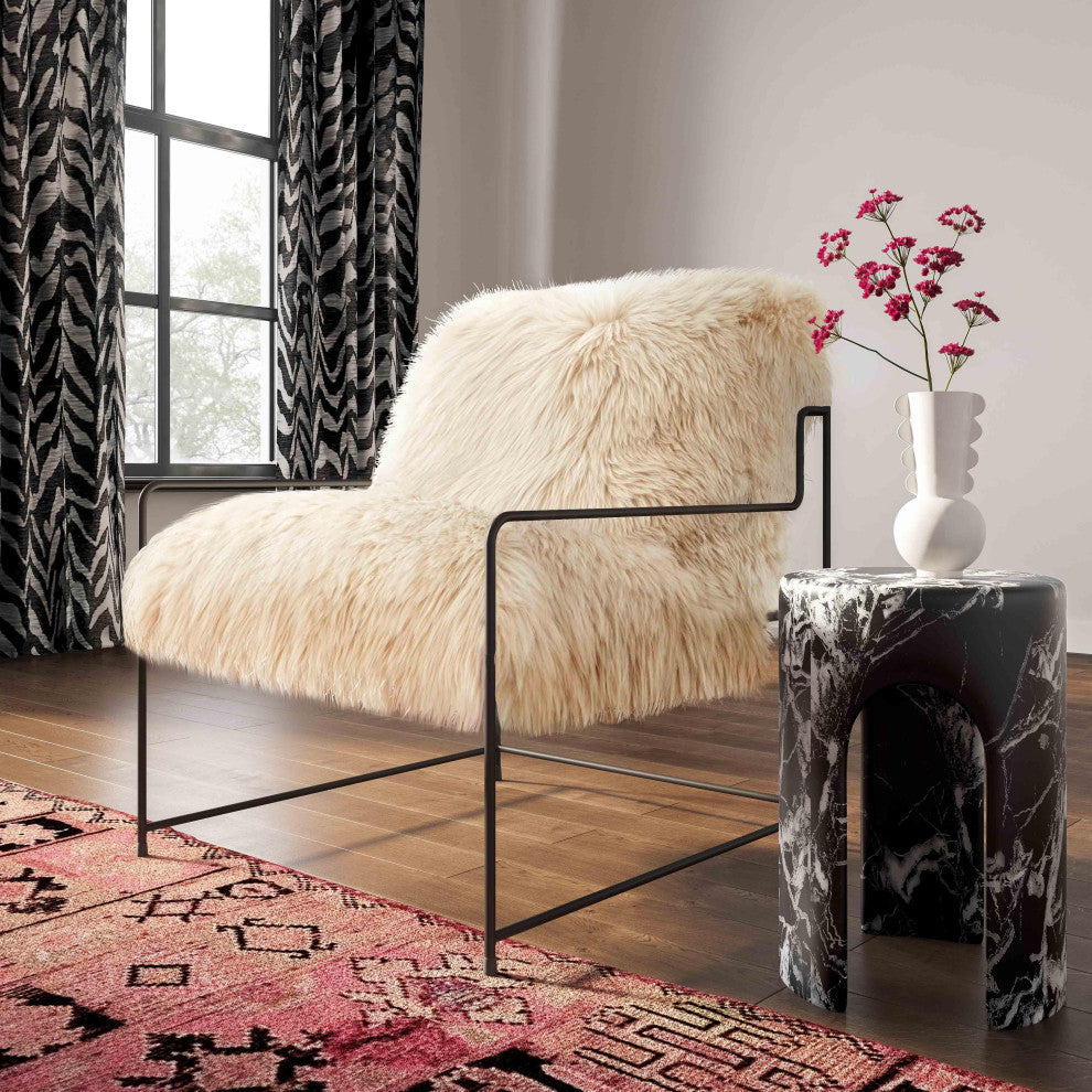 Kimi Genuine Sheepskin Chair, Fluffy Accent Chair