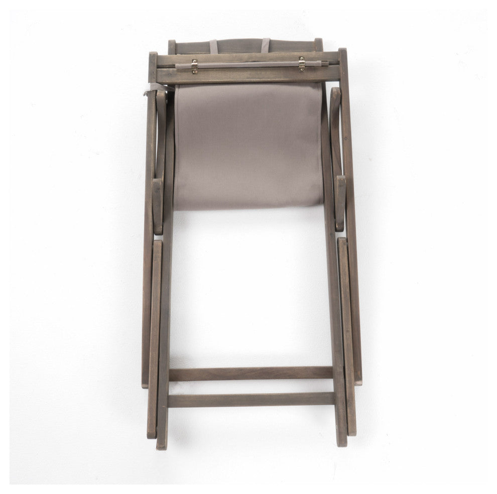 GDF Studio Northland Outdoor Wood and Canvas Sling Chairs, Set of 2, Taupe