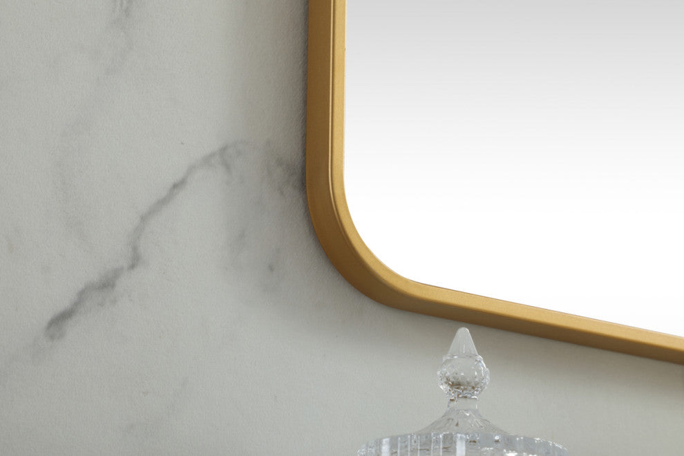 Ellis Soft Corner Metal Square Mirror 48x48 Inch, Brass