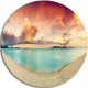 Tropical Colorful Sunset With Pond, Landscape Disc Metal Wall Art, 23"